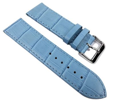 Uhrenarmband Leder blau mit Alligator-Prägung und Naht 21926S