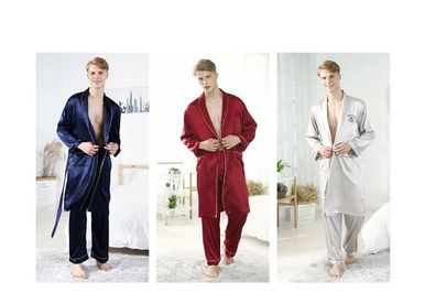 Seidensatin, Nachthemd, lange Hose, Pyjama-Set