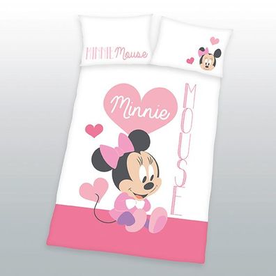 Herding Linon Baby Kinder Bettwäsche Disney Minnie Mouse 100x135 Herz rosa 84620