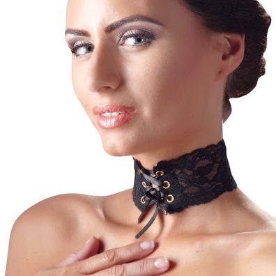 Halsband Spitze Satin-Band breit Halskette Kette Damen Modeschmuck "Raffaela"