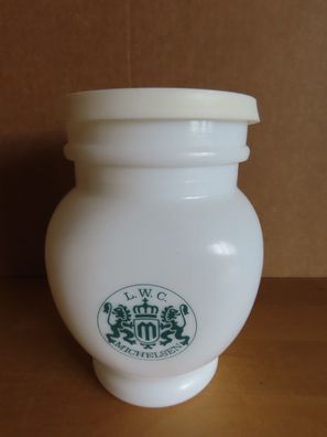 Gefäß mit Deckel weiß mit grünem Motiv und Wappen L.W.C. Michelsen 0,5L