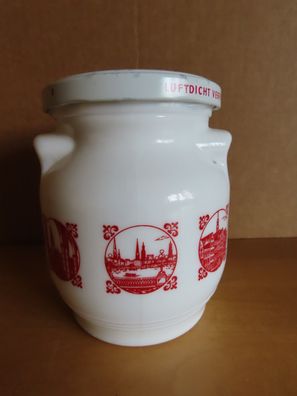 Gefäß mit Deckel weiß mit rotem Motiv Container 540ml /55137