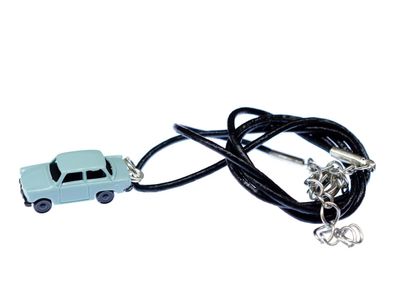 Trabi Kette Halskette Miniblings Miniatur Auto Trabant Fahrzeug Pkw blau Leder