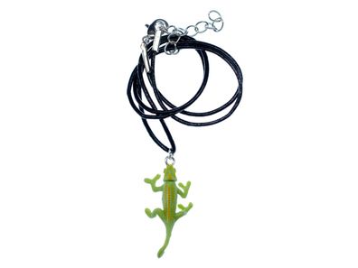 Chamäleon Kette Halskette Miniblings Anhänger Reptil Echse Leguan grün Leder