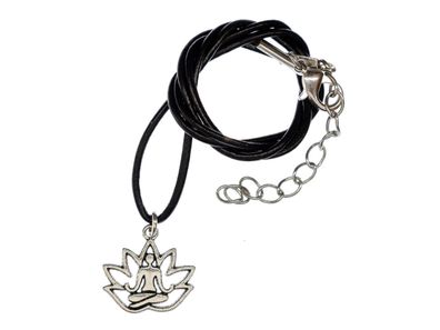 Lotussitz Yoga Kette Halskette Anhänger Miniblings Yogi Yogini Entspannung Leder
