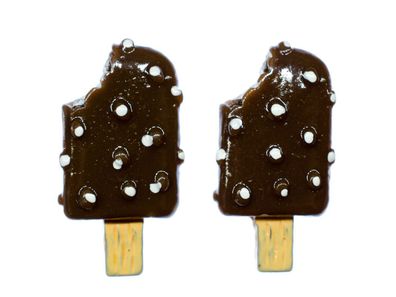 Eis am Stiel Ohrstecker Ohrringe Miniblings Eiscreme Schokoeis süß braun Biss