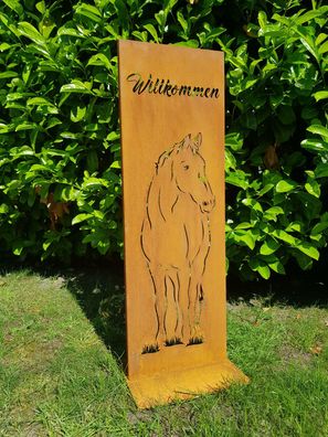 Stele Pferd Höhe 85 cm Rostdeko Edelrost Gartenschild Deko