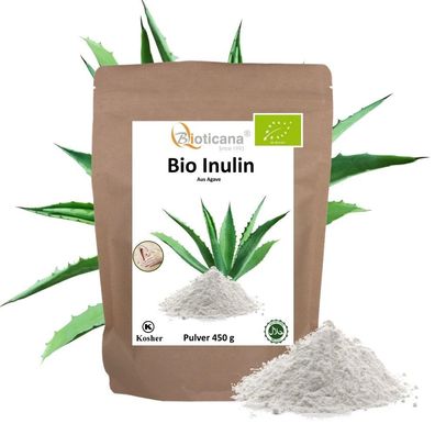 Bio Inulin Pulver 450g Ballaststoffpulver, natürliche Ballaststoffe, Vegan aus Agave