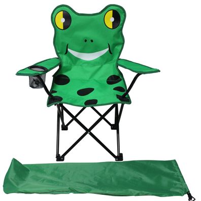 Kinder Campingstuhl Anglerstuhl mit Getränkehalter und Tasche Motiv Frosch