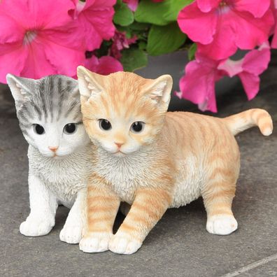 Gartenfigur Deko Figur Katzenpaar junge Katzen 19 x 16 x 12 cm