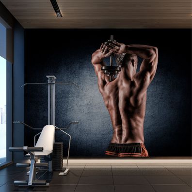 Muralo Selbstklebende Fototapeten XXL MANN mit Hantel Sport 3D 4040