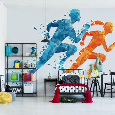 Muralo Selbstklebende Fototapeten XXL Fitness LAUF Abstraktion in 3D 3730