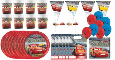 Cars Kindergeburtstags-Set (55-teilig) Teller Becher Servietten Geburtstag Pixar