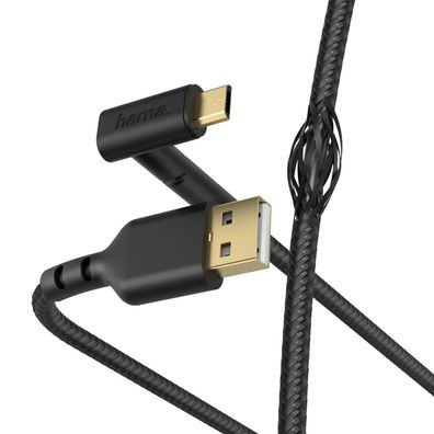 Hama "Stand" Micro USB 2.0 Ladekabel USB A auf USB B Schwarz - 1.5m 480 MBit/ s