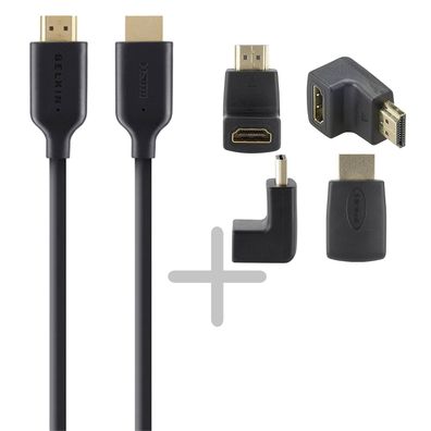 Belkin High-Speed HDMI-Kabel mit Ethernet 1m 4K/ UHD + 90° Adapter Gratis Neu