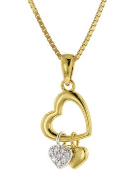 trendor Schmuck Halskette mit Herz-Anhänger Gold auf Silber 925 Bicolor 51317
