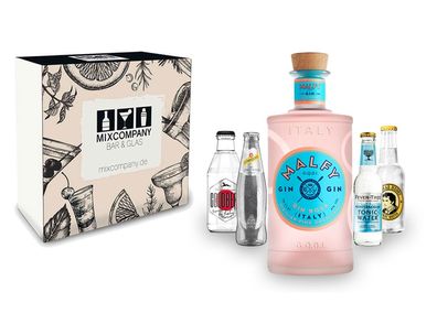Malfy Gin Tonic Giftbox Set - Malfy Gin Rosa 0,7l - 700ml (41% VOL) + 1x Goldbe