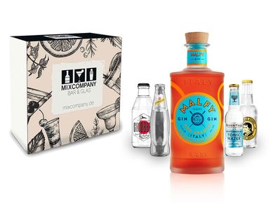 Malfy Gin Tonic Giftbox Set - Malfy Gin con Arancia (Blutorange) 0,7l - 700ml (