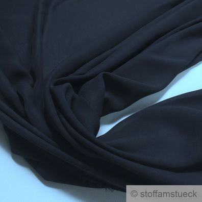 Stoff Polyester Crêpe de Chine leicht nachtblau knitterarm tief dunkelblau