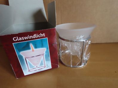 Teelichtglas Teelichthalter Glas Glaswindlicht mit Metallhalter ca. 8 cm H