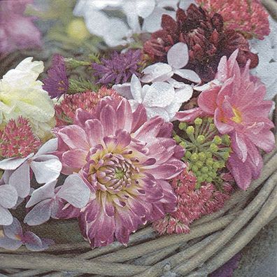 20 Servietten Blumengirland mit Violetten Blumen, Lila Blütenpracht 33 x33
