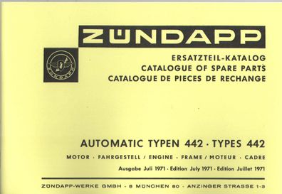 Ersatzteil Katalog Zündapp Automatic Mofa, 442-01 LO , 442-11 LO