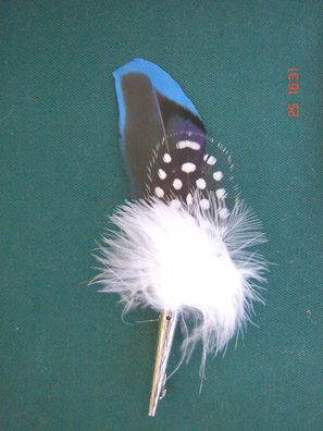 bayrische Trachtenhut Hutfeder Hutschmuck Feder blau mit Halter Nr23-19