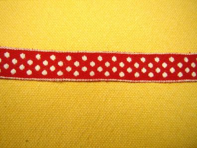 Borte Webband alte Trachtenborte Hutband rot weiße Punkte 1,8 cm breitRest 2,7 Meter
