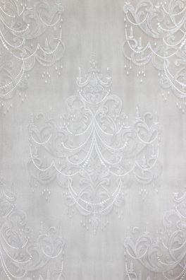 Vliestapete Kronleuchter Barock Ornament Perlen Muster klassisch creme weiß