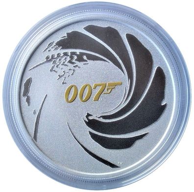 Tuvalu 1 Oz Silber James Bond 007 vergoldet - Stempelglanz 2021 in Münzkapsel