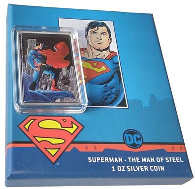 1 Oz Silber Superman - The Man of Steel - Niue 2021 Polierte Platte im Etui