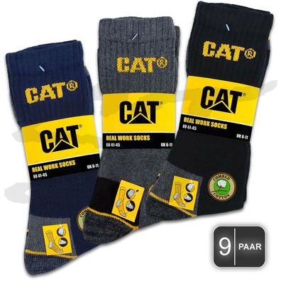 9 Paar CAT® Caterpillar REAL WORK Arbeitssocken Business Socken Strümpfe 35-50