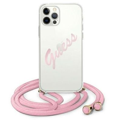 Guess Hardcase Schutzhülle mit Schnur Vintage iPhone 12 Pro Max 6,7" Pink
