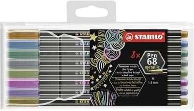 Premium Metallic-Filzstift - Stabilo Pen 68 metallic - 8er Pack - mit 8 verschie