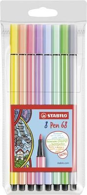 Premium-Filzstift - Stabilo Pen 68 - 8er Pack - Pastellfarben