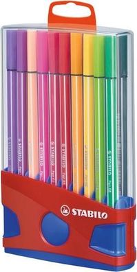 Premium-Filzstift - Stabilo Pen 68 - ColorParade mit Aufhängelasche in blau/ rot
