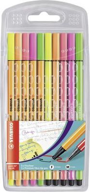 Fineliner & Filzstifte - Stabilo point 88 + Pen 68 - 10er Pack - Neonfarben