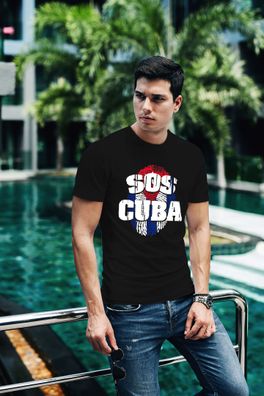 T-Shirt Herren-Patria Y Vida Flag Cuba Freedom Cuba Libre SOS