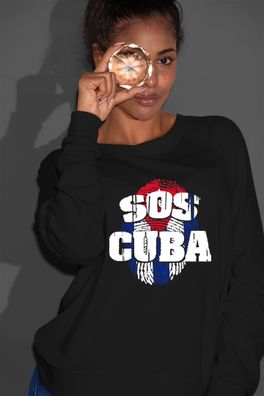 Sweatshirt Damen-Patria Y Vida Flag Cuba Freedom Cuba Libre SOS