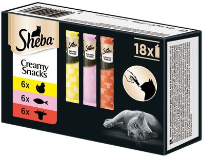 SHEBA Creamy Snack 18x12g Multipack Katzenfutter Katzenleckerlies Katzensnack