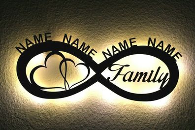 I Love my Family LED - bis zu 4 Namen - Schlummerlicht Nachtlicht Geschenk Familie
