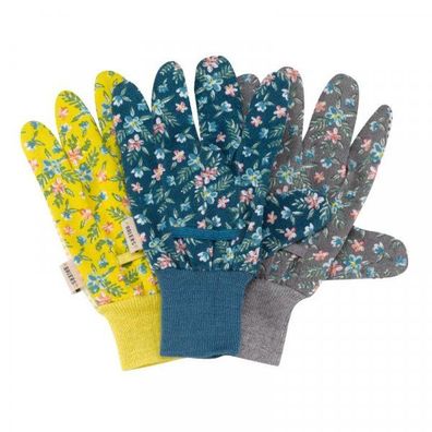 3er Pack Gartenhandschuhe Größe 8 Blumenmuster Handschuhe Soft Jersey