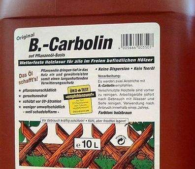 GP.1,50€/ L) 20 L Carbolin Holzschutzlasur Lasur Holzlasur Pflanzenöl - Farbe
