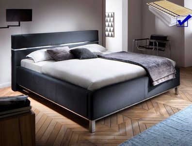 Polsterbett Baldur 180x200 schwarz Doppelbett Bett Lattenrost Matratze