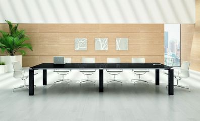 Konferenztisch mit Glasplatte JET EVO, 372 x 124 x 73,5 cm, Dekor frei wählbar