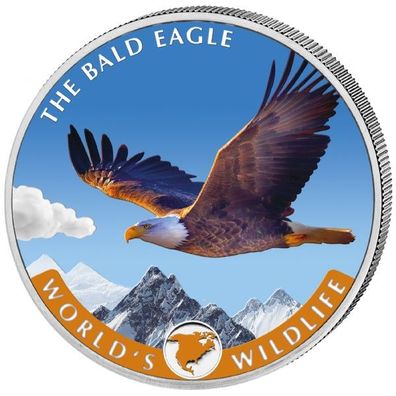 Worlds Wildlife Weißkopfseeadler The Bald Eagle 2021 Farbe 1 oz 999 Silbermünze