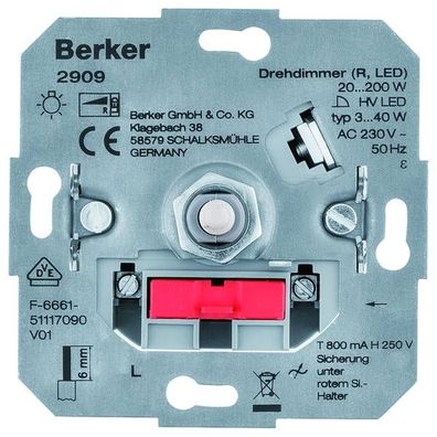 Berker LED Drehdimmer 20-200Watt LED 3-40 Watt 2909