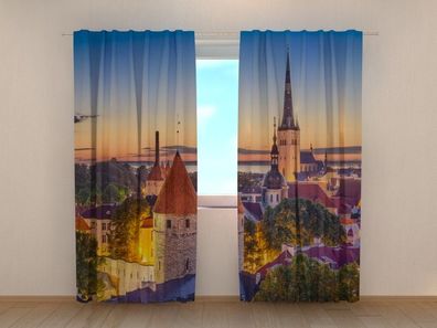 Fotogardine Tallinn Estland, Fotovorhang mit Motiv, Digitaldruck, Gardine auf Maß