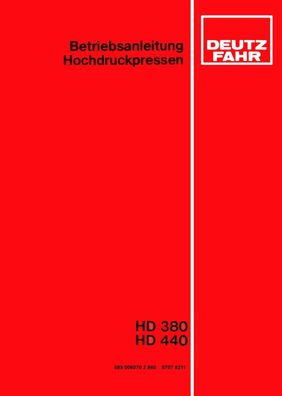 Betriebsanleitung Fahr Hochdruckpressen HD 380 und HD440