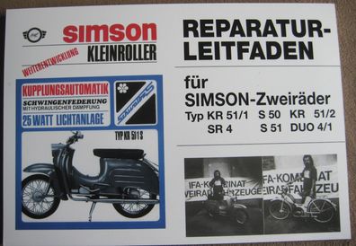 Reparaturleitfaden Simson KR51/1 KR51/2 S51 S51 DUO4/1 DDR Fahrzeuge Datenblatt
